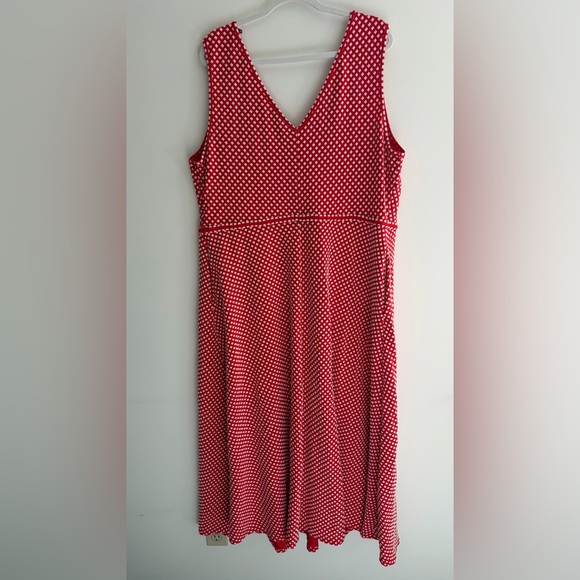 eShakti Red White Diamond Print Sleeveless Midi Dress, Stretch Knit, Women's 3X - Picture 4 of 8